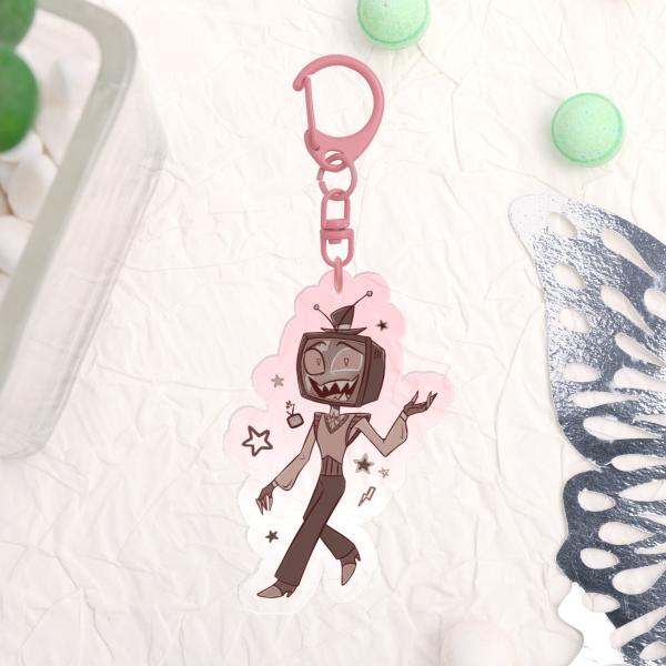 Pink CRT Vox Acrylic Keychain
