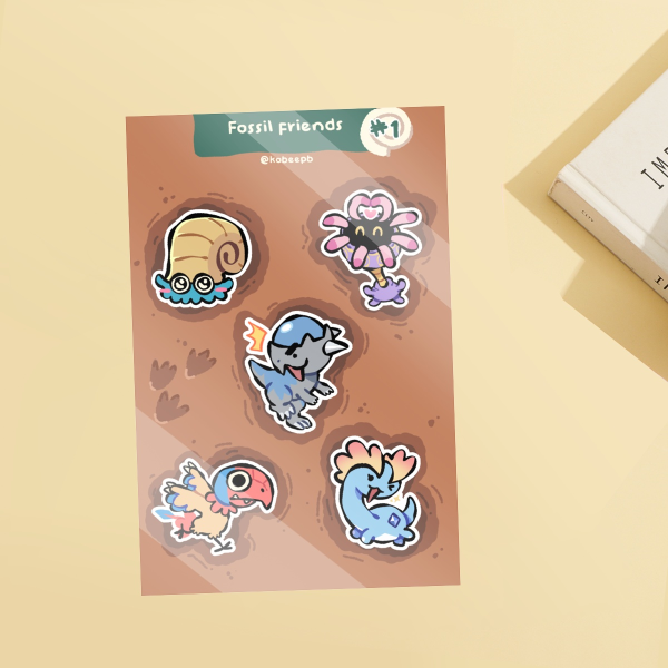 Fossil Pokémon sticker sheet - Fossil Friends #1