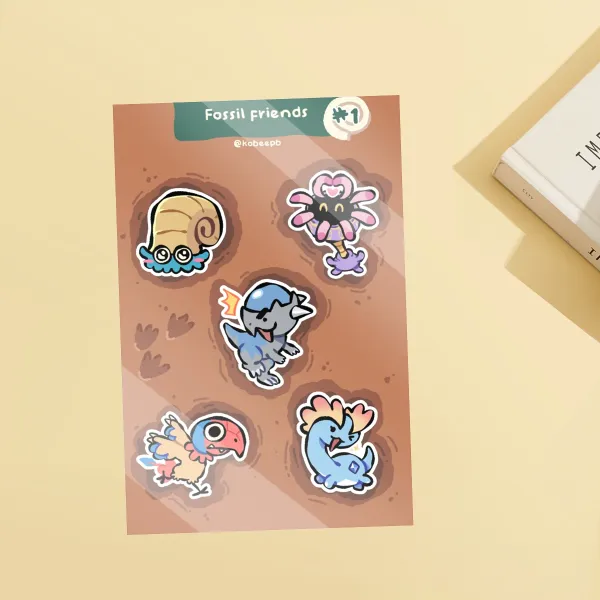 Fossil Pokémon sticker sheet - Fossil Friends #1