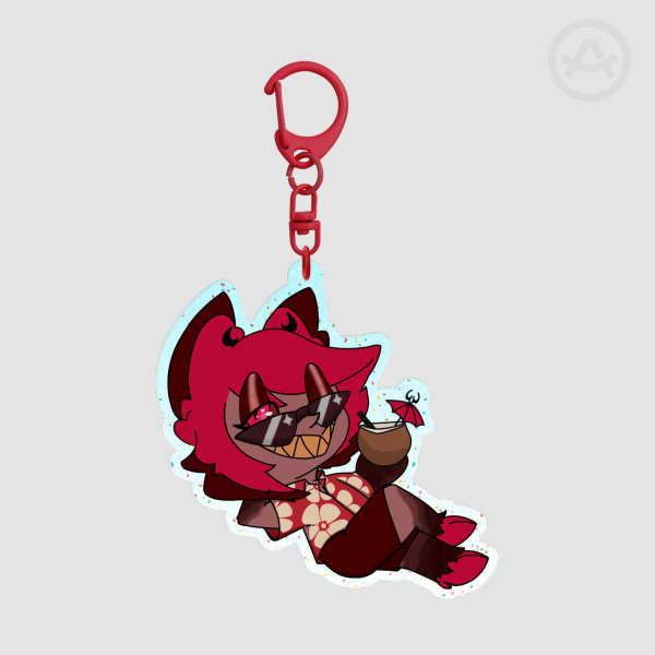 Alastor Summer Glitter Acrylic Keychain