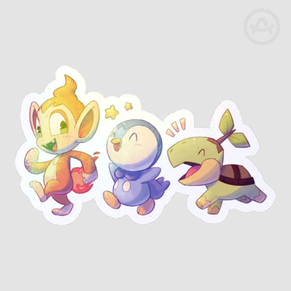 Chimchar Piplup and Turtwig sticker - Pokémon