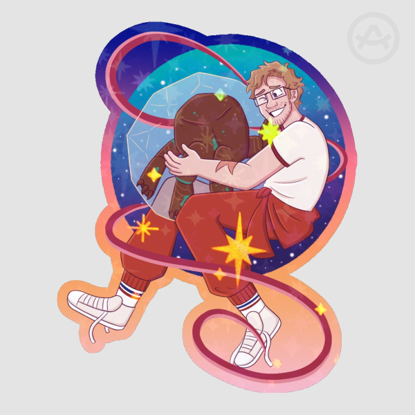 Project Hail Mary Hugs Star Holographic Sticker