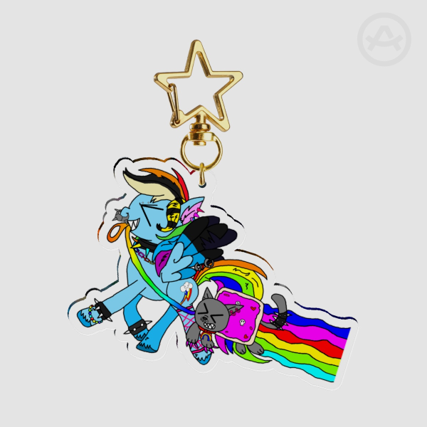 Rainbow Dash takes her pet Nyan Cat for a walk !!! Acrylic Keychains