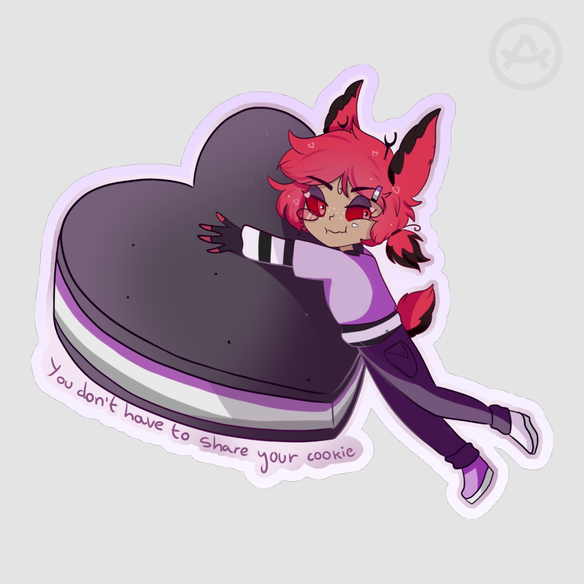 Alastor asexual pride ice cream sticker - 4x4 soft touch