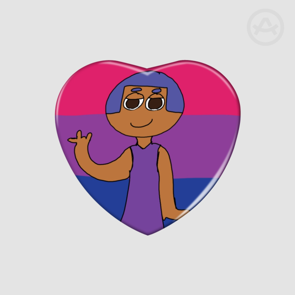 Bisexual Heart Shape Holographic Badge : Goby