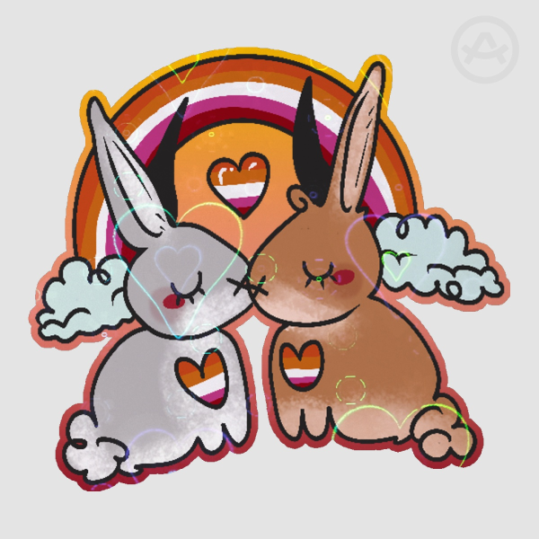 Kissing lesbunnies Sticker