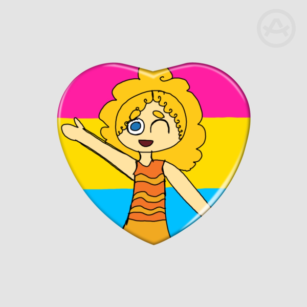 Pansexual Heart Shape Holographic Badge : Deema
