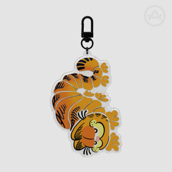 Caterpillar Garfield Epoxy Glitter Acrylic Keychain