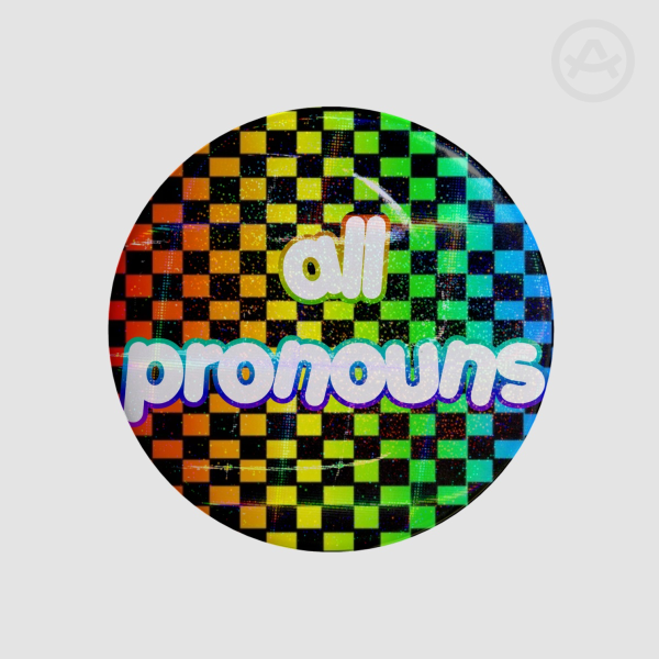 all pronouns scene rainbow Button Pins