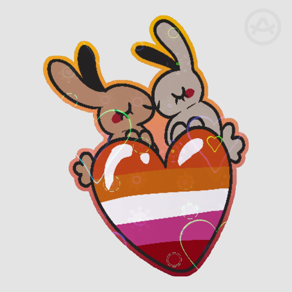 Heart Lesbunnies Sticker