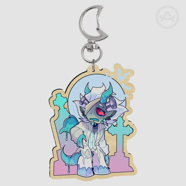 Spooky Droggon Wood Keychain
