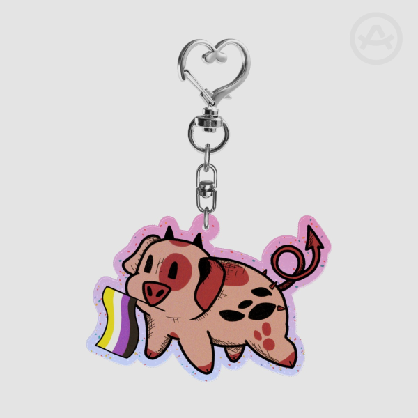 Non-Binary Pride Fat Nuggets glitter keychain!