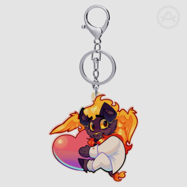 Heart Lionard Wood Keychain