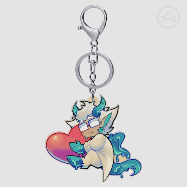 Heart Droggon Wood Keychain
