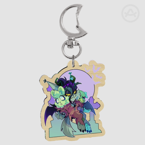 Spooky Senkrad Wood Keychain