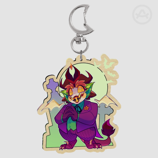 Spooky Dom Mortyr Wood Keychain