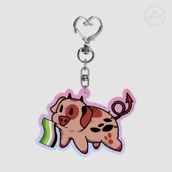 Aromantic pride Fat Nuggets glitter keychain!