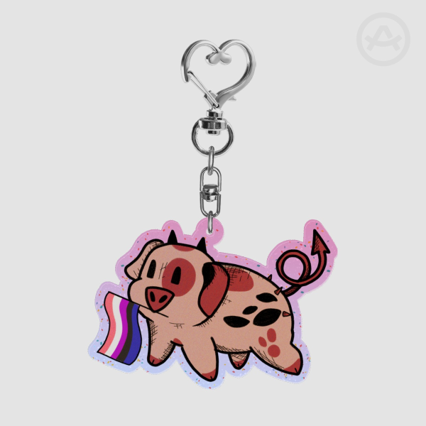 genderfluid Pride Fat Nuggets glitter keychain!