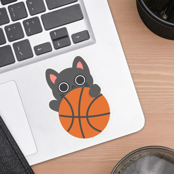 Black Cat and Basketball Clear PET Vinyl Die Cut Stickers