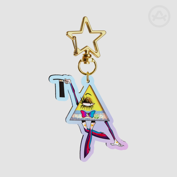 Rainbow Acrylic Bill Cipher Pride Keychain