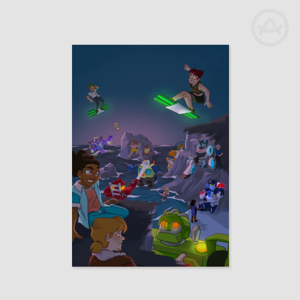 Beach Day until Twilight - Full Cast - Transformers Rescue Bots - Poster Print