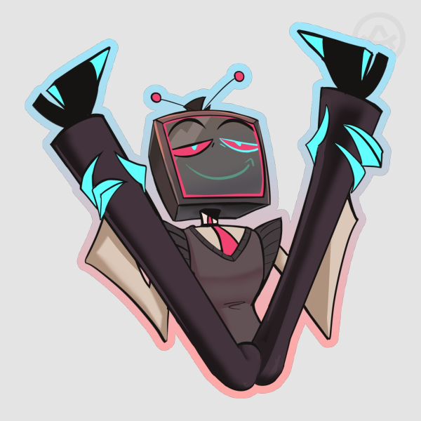 CRT Vox funny keychain || 10cm Colored Edge Sticker