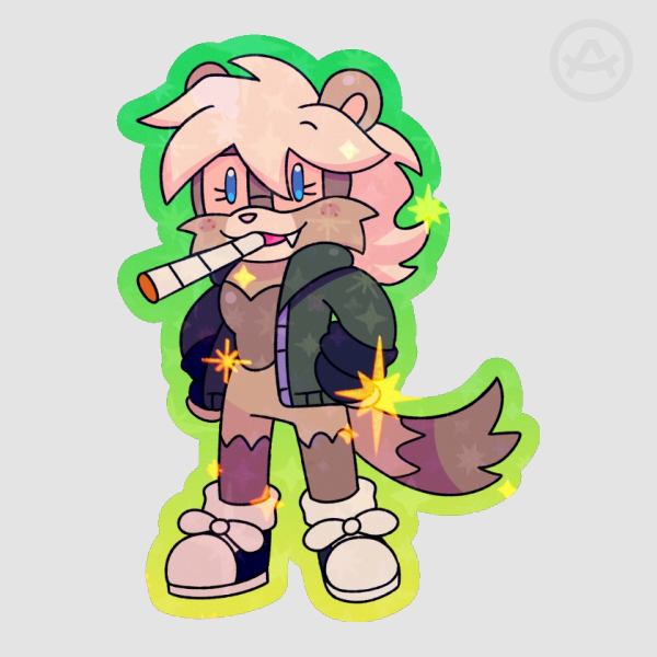 SPARKLY roach the ferret sticker