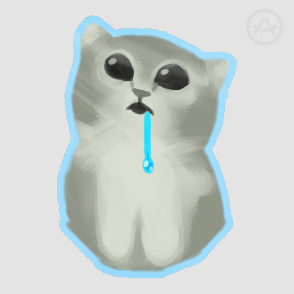 Low-res Drooling Cat Meme Sticker