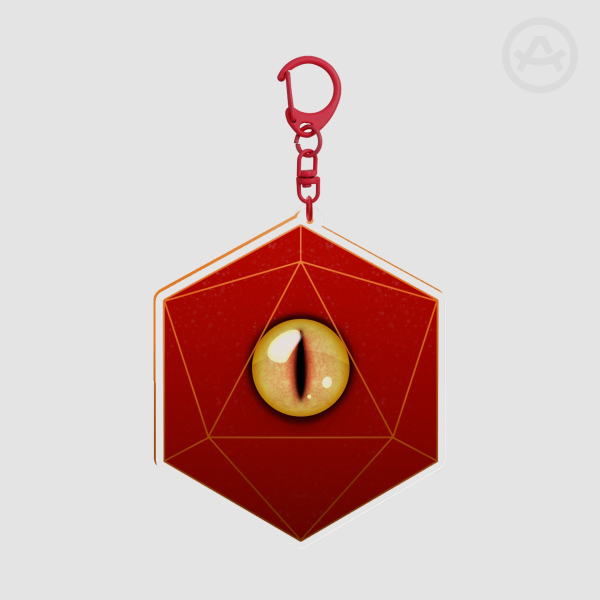 Monster Eye D20 Clear Acrylic Keychain