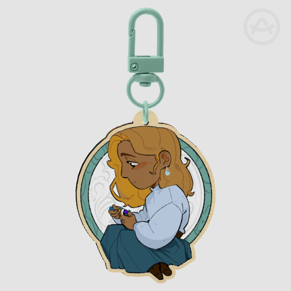 Amber the Beadmaker Wood Keychain