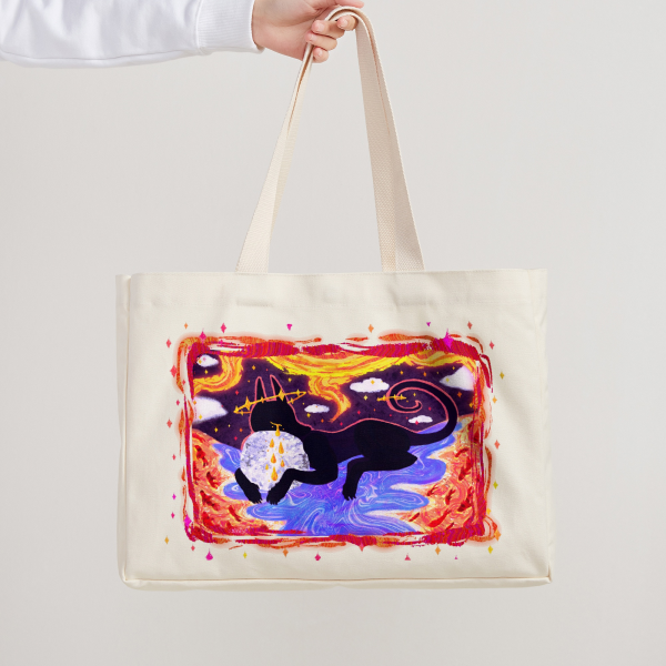 Desert Dream (Dusk) Vertical Part-print Canvas Tote Bag