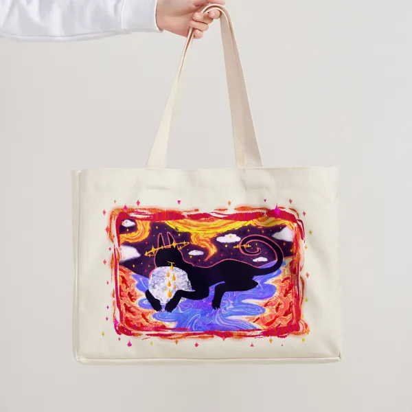 Desert Dream (Dusk) Vertical Part-print Canvas Tote Bag