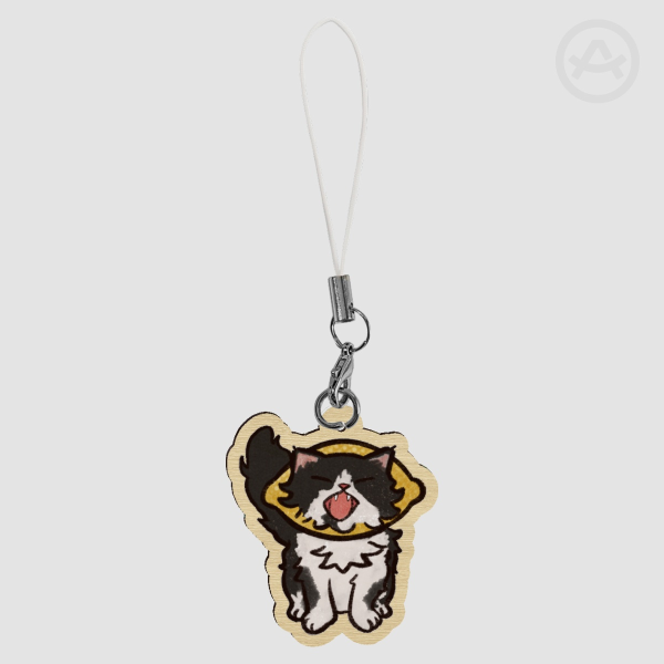 Lemon Fruit Cat 1.5" Wooden Phone Charm Keychain