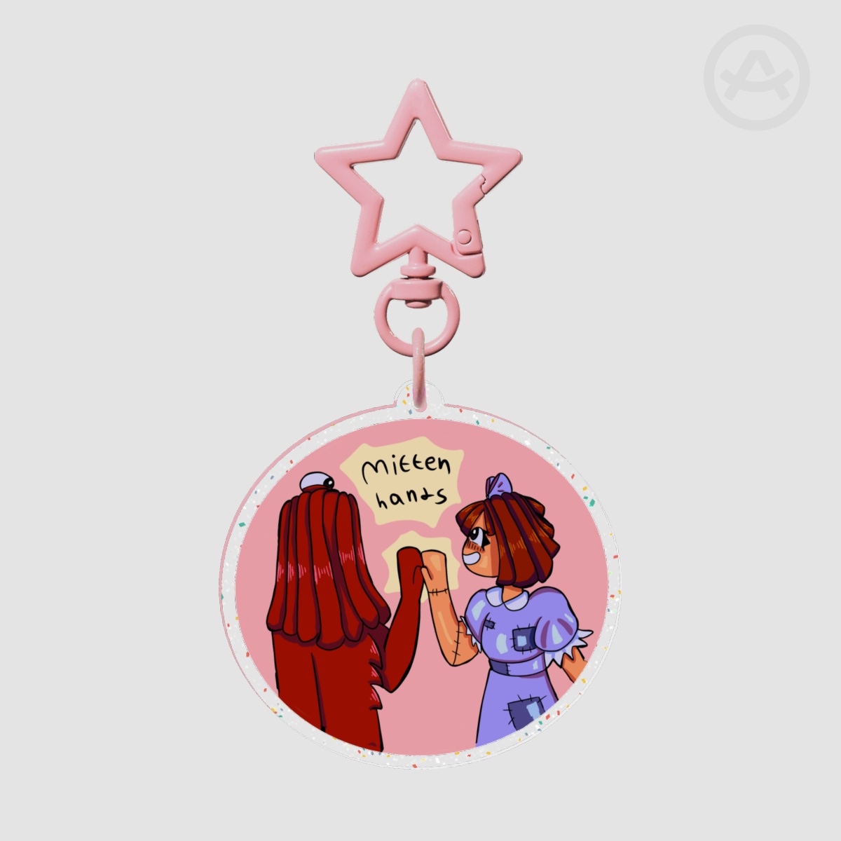 ragatha and red guy mitten hands Glitter Acrylic Keychain