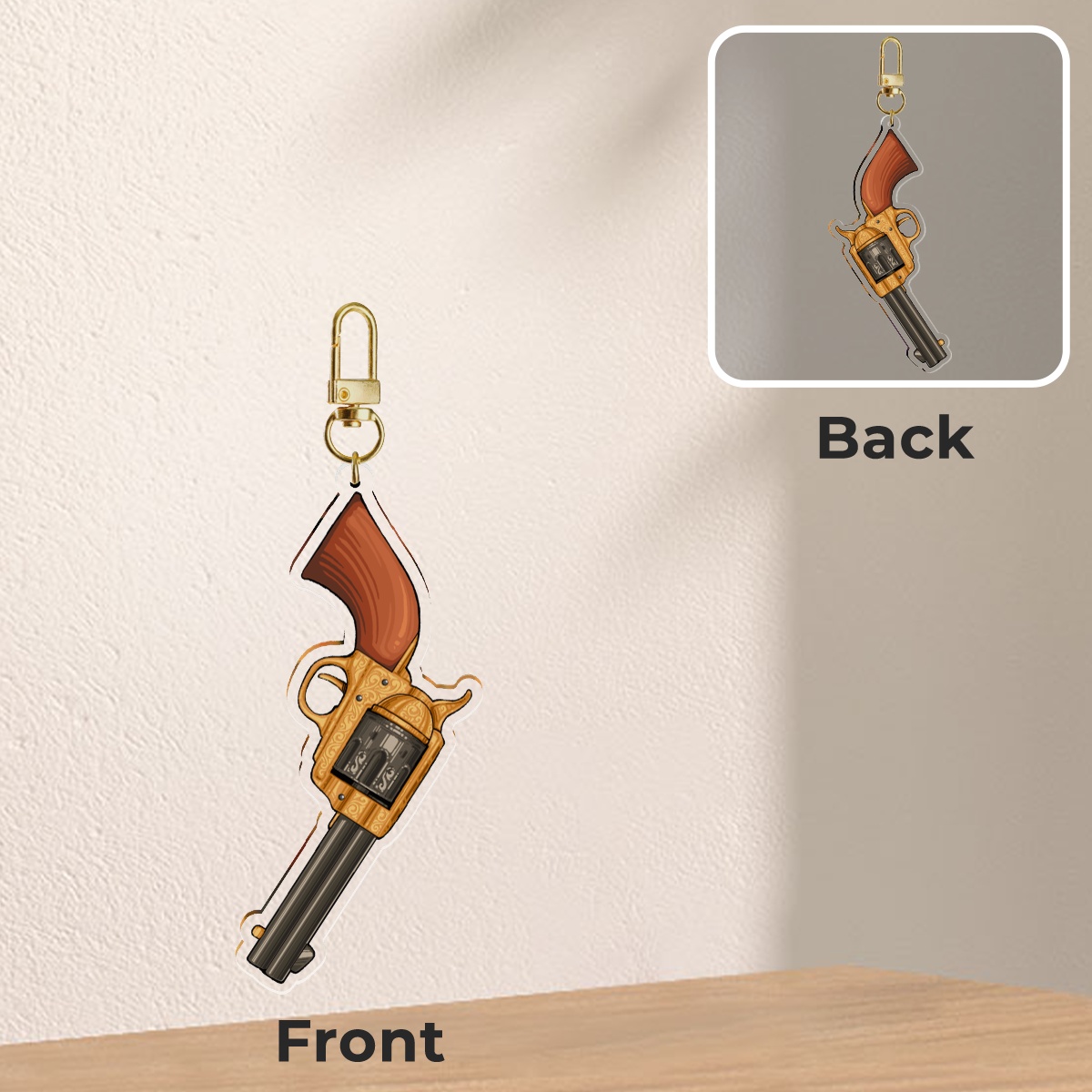 Golden Revolver Charm - Acrylic