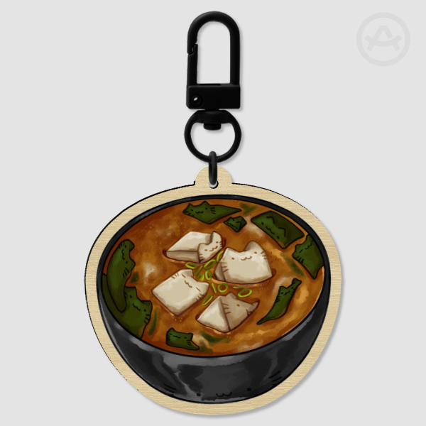 Miso Soup Cat | Wood Keychains