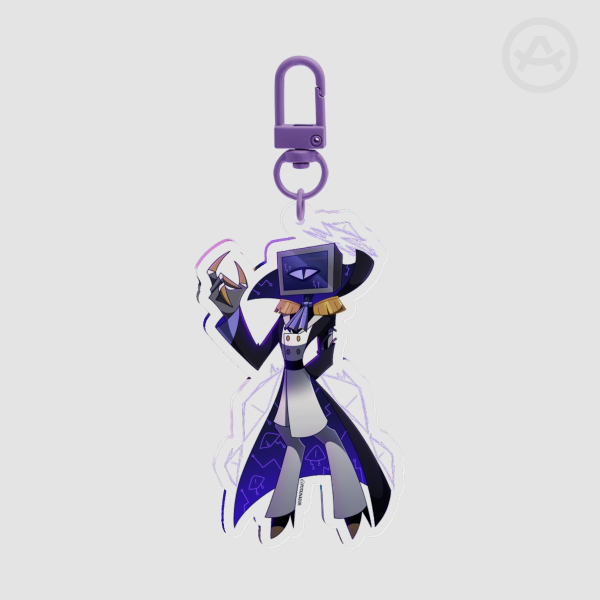 The Doctor Harley Sawyer Acrylic Pendant 💜📺🔥 | poppy playtime x hazbin hotel Au by Potainasor 🖤✨️❤️