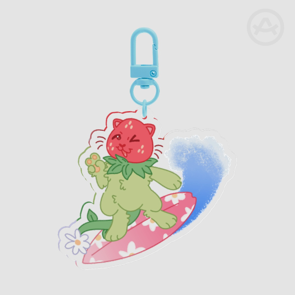 Surfin' Pawberry Keychain