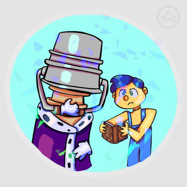 ''smart'' kinger and yellow guy Sticker