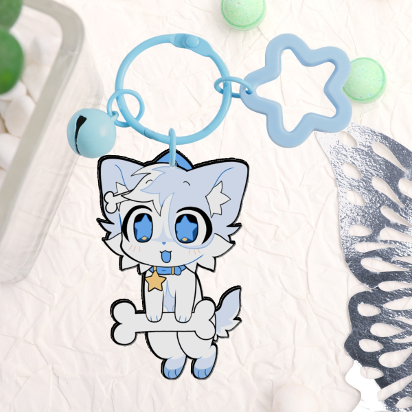 Bluppy blue star bell keychain