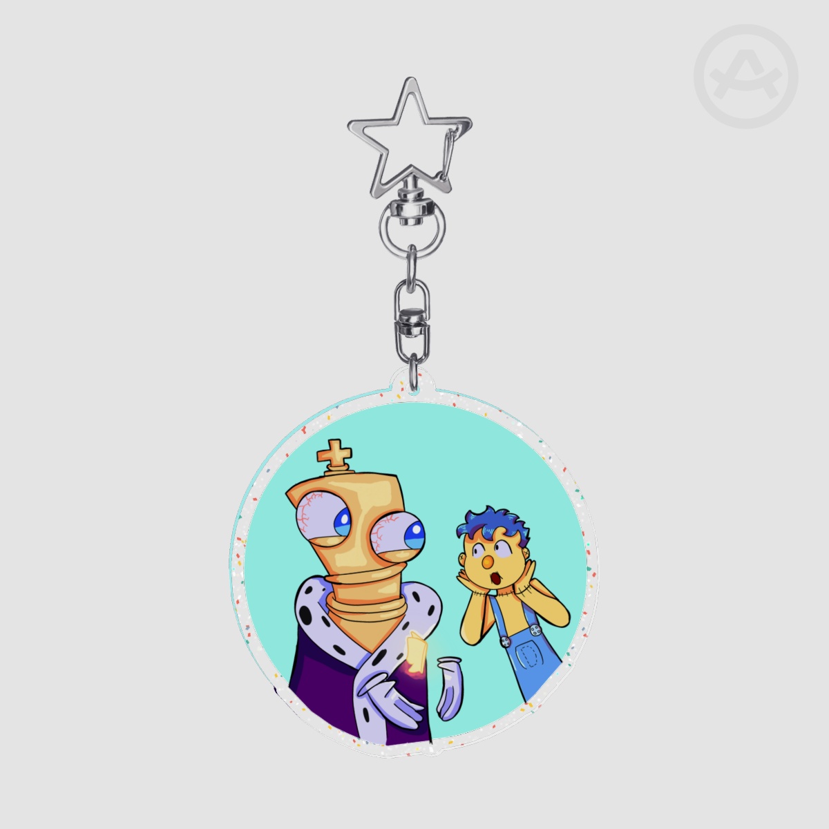 ''smart'' and ''dumb'' yellow guy and kinger double sided acrylic Keychain