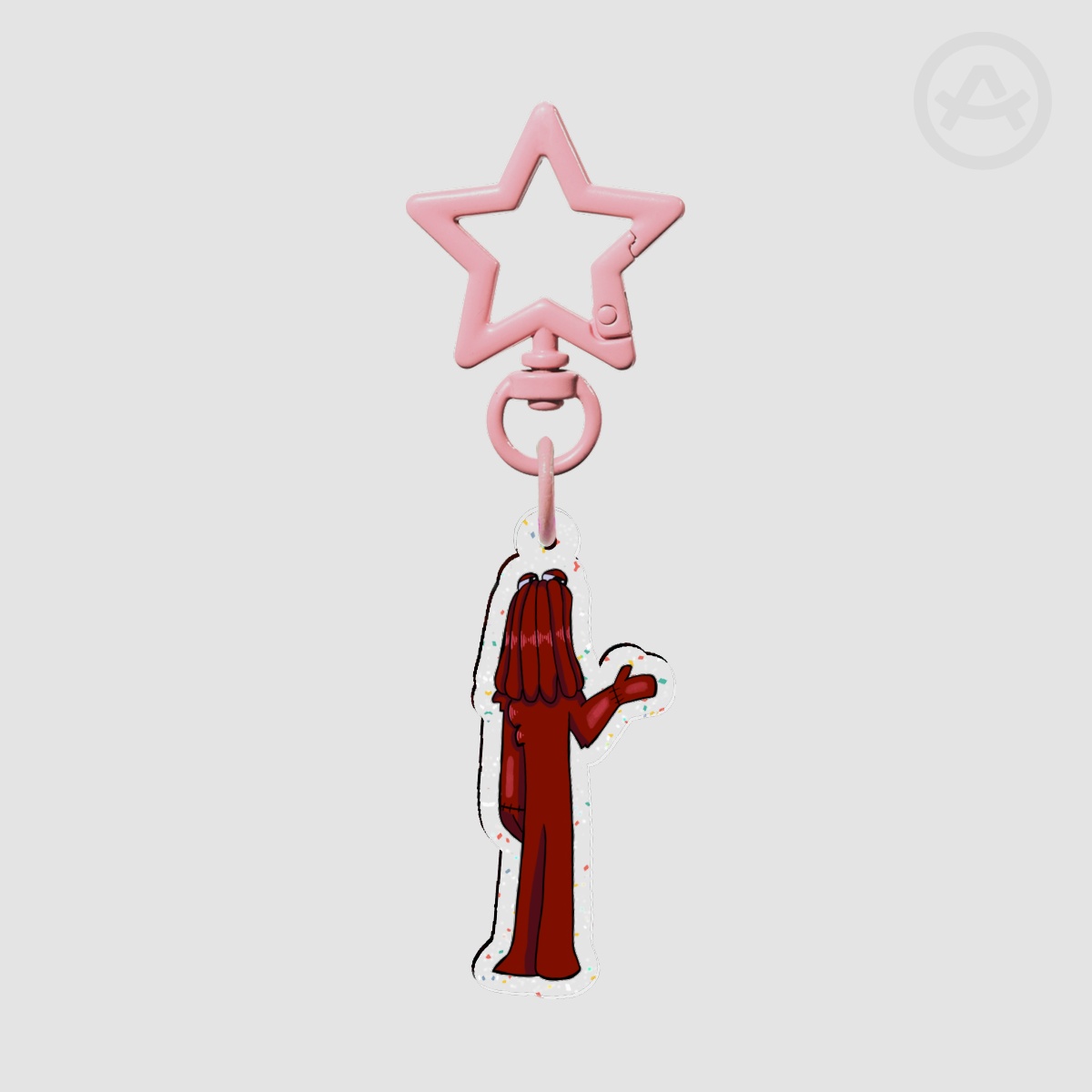 red guy Glitter Acrylic Keychain