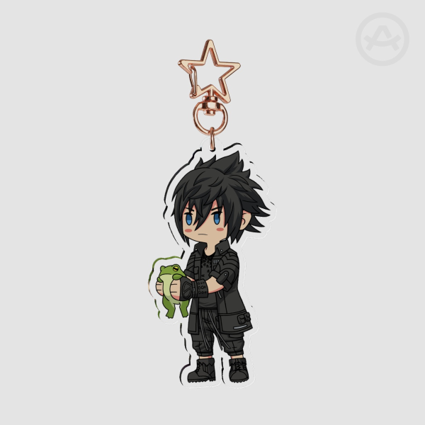 Noctis Holding a Frog - Clear Acrylic Keychains