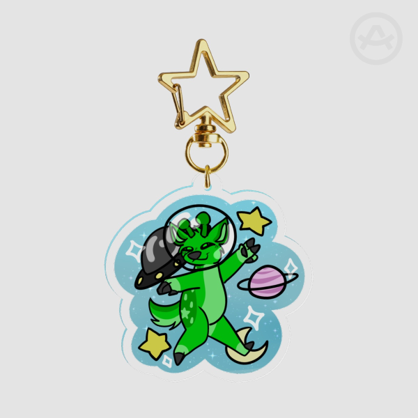 Cute Alien Deer UFO Furry Acrylic Keychain