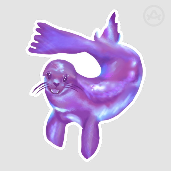 Purple Sea Lion Glossy Sticker