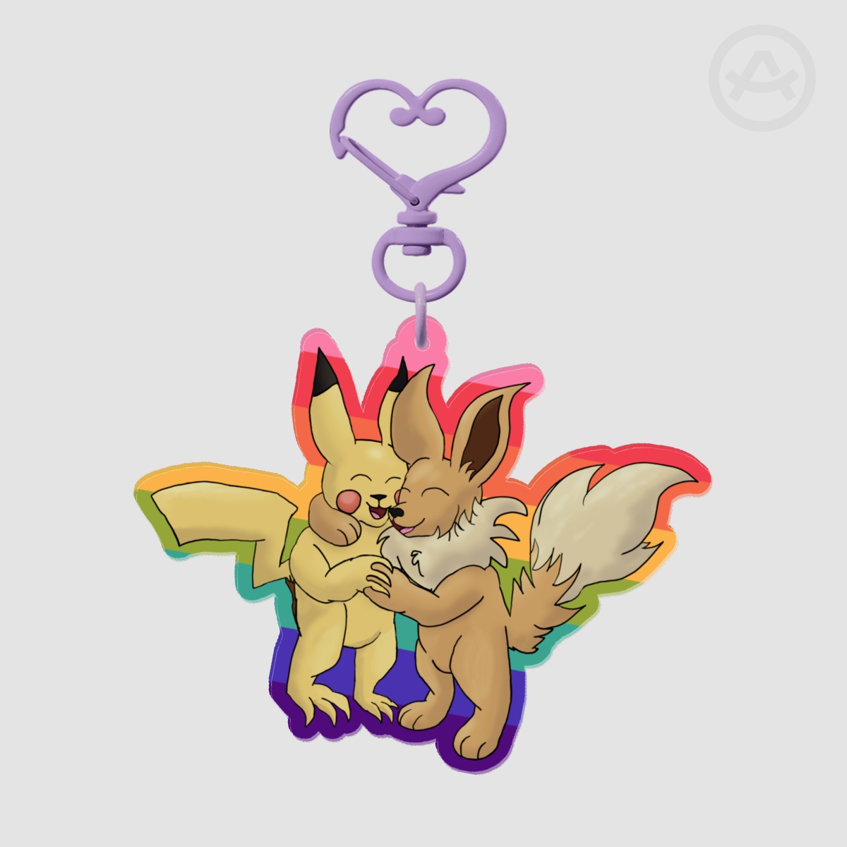 Gay Pikachu and Eevee Keychain