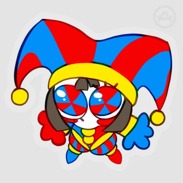 Pomni kawaii | Digital Circus | Clear PET Vinyl Die Cut Stickers