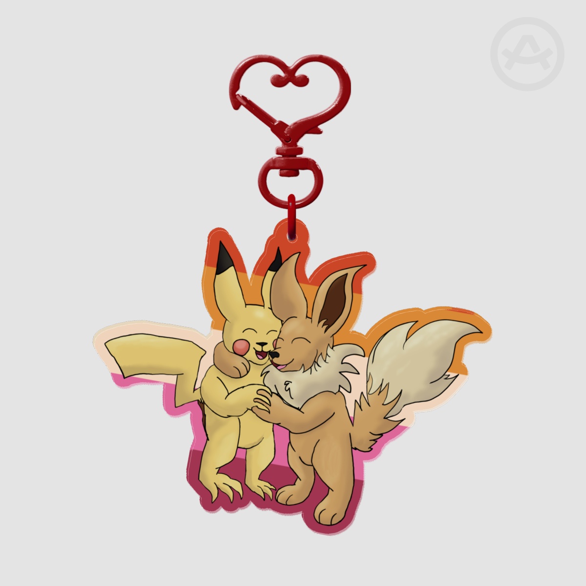 Lesbian Pikachu and Eevee Keychain