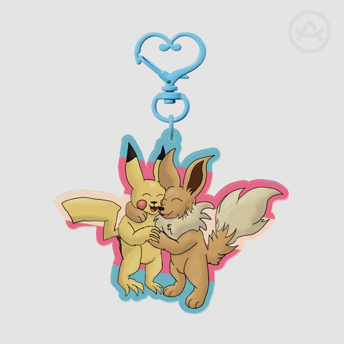 Trans Pikachu and Eevee Keychain