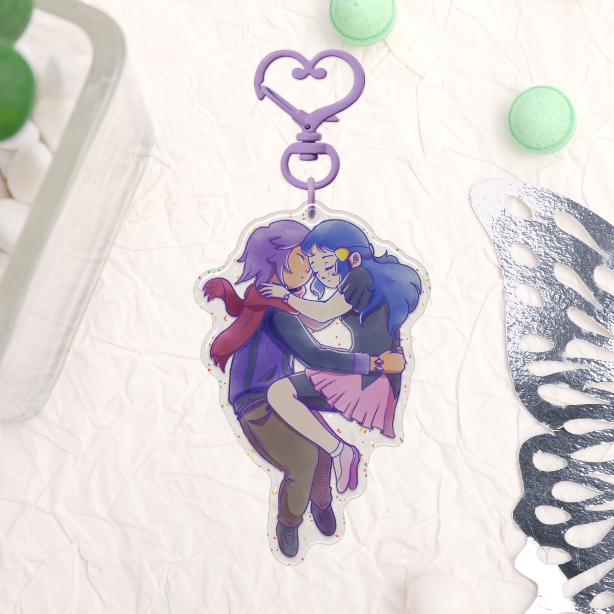 Ikarishipping 💙 Paul x Dawn 💜 | Version A | Epoxy Glitter Acrylic Keychain